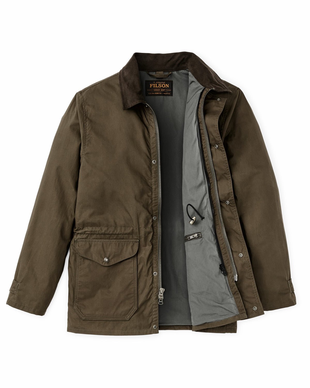 Filson Popular / Dry Wax Mile Marker Coat - Burnt Olive