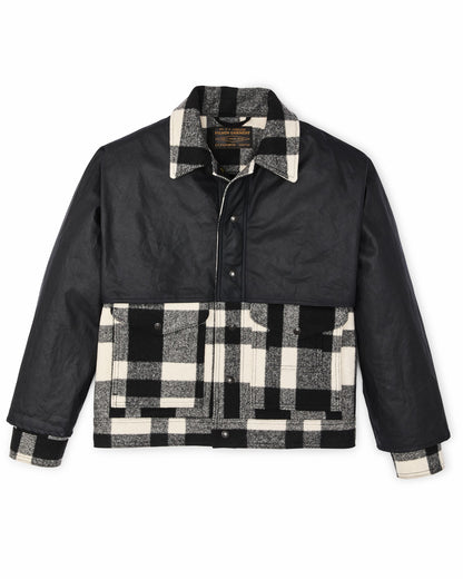 Filson Discount / Mackinaw Wool Caped Jacket - Natural Black Plaid / Navy