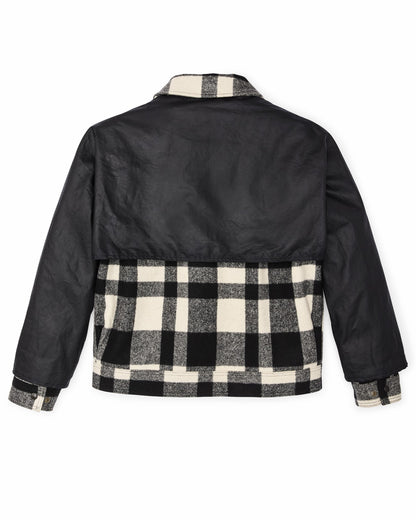 Filson Discount / Mackinaw Wool Caped Jacket - Natural Black Plaid / Navy