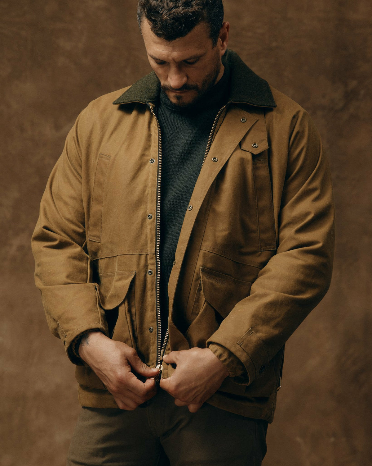 Filson Value / Lined Tin Cloth Field Jacket - Dark Tan