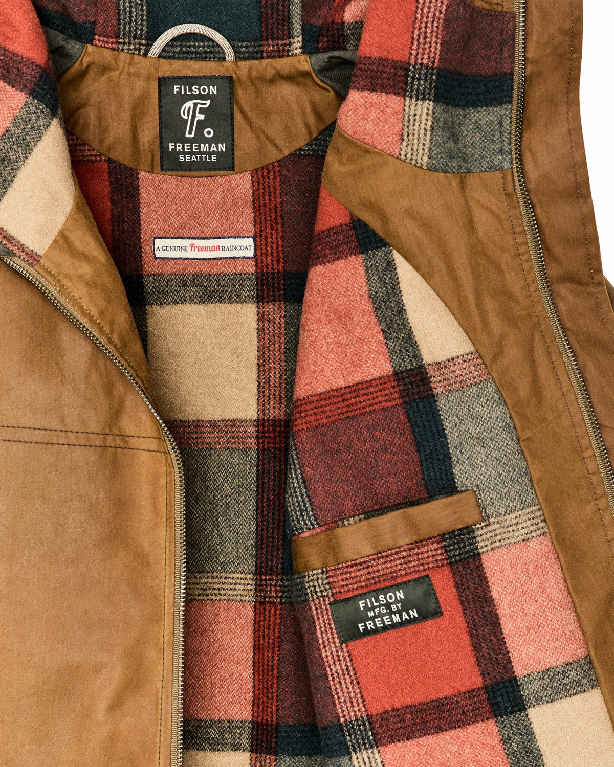Filson New / Filson X Freeman Wool Lined Raincoat - Dark Tan / Amber Spruce