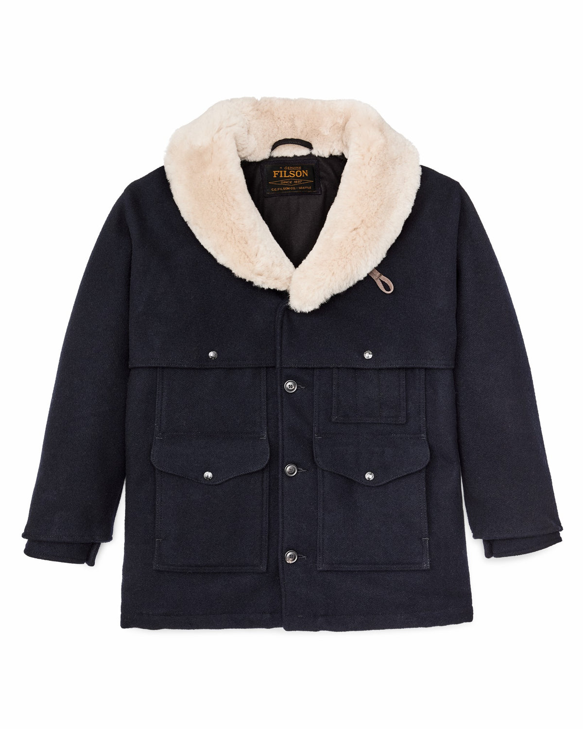 Filson Popular / Lined Mackinaw Wool Packer Coat - Dark Navy