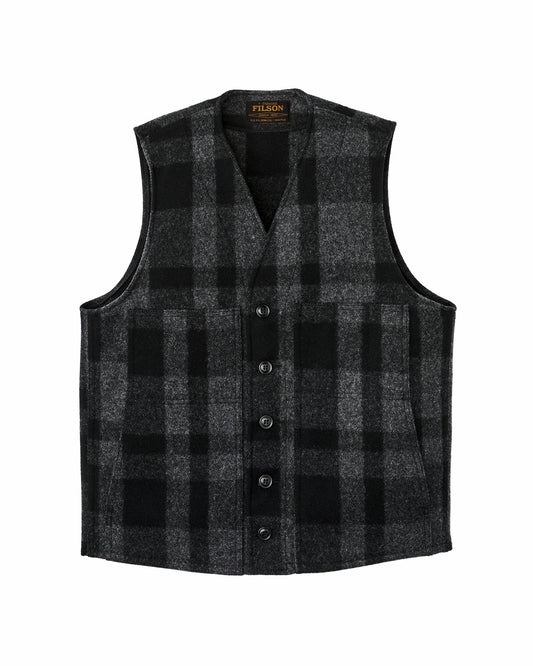 Filson Recommended / Mackinaw Wool Vest - Charcoal / Black Heritage Plaid