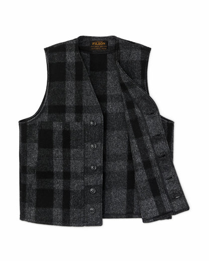 Filson Recommended / Mackinaw Wool Vest - Charcoal / Black Heritage Plaid