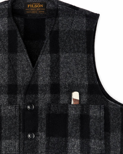 Filson Recommended / Mackinaw Wool Vest - Charcoal / Black Heritage Plaid