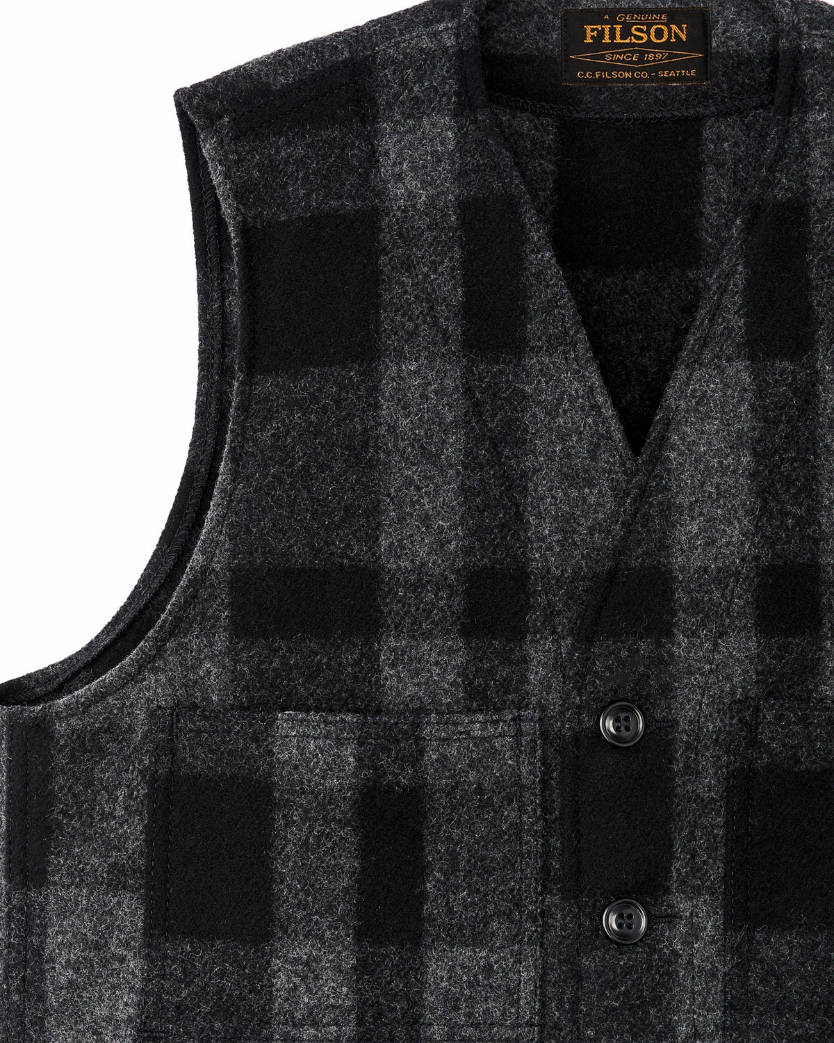 Filson Recommended / Mackinaw Wool Vest - Charcoal / Black Heritage Plaid