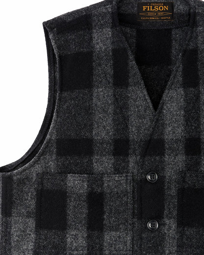 Filson Recommended / Mackinaw Wool Vest - Charcoal / Black Heritage Plaid