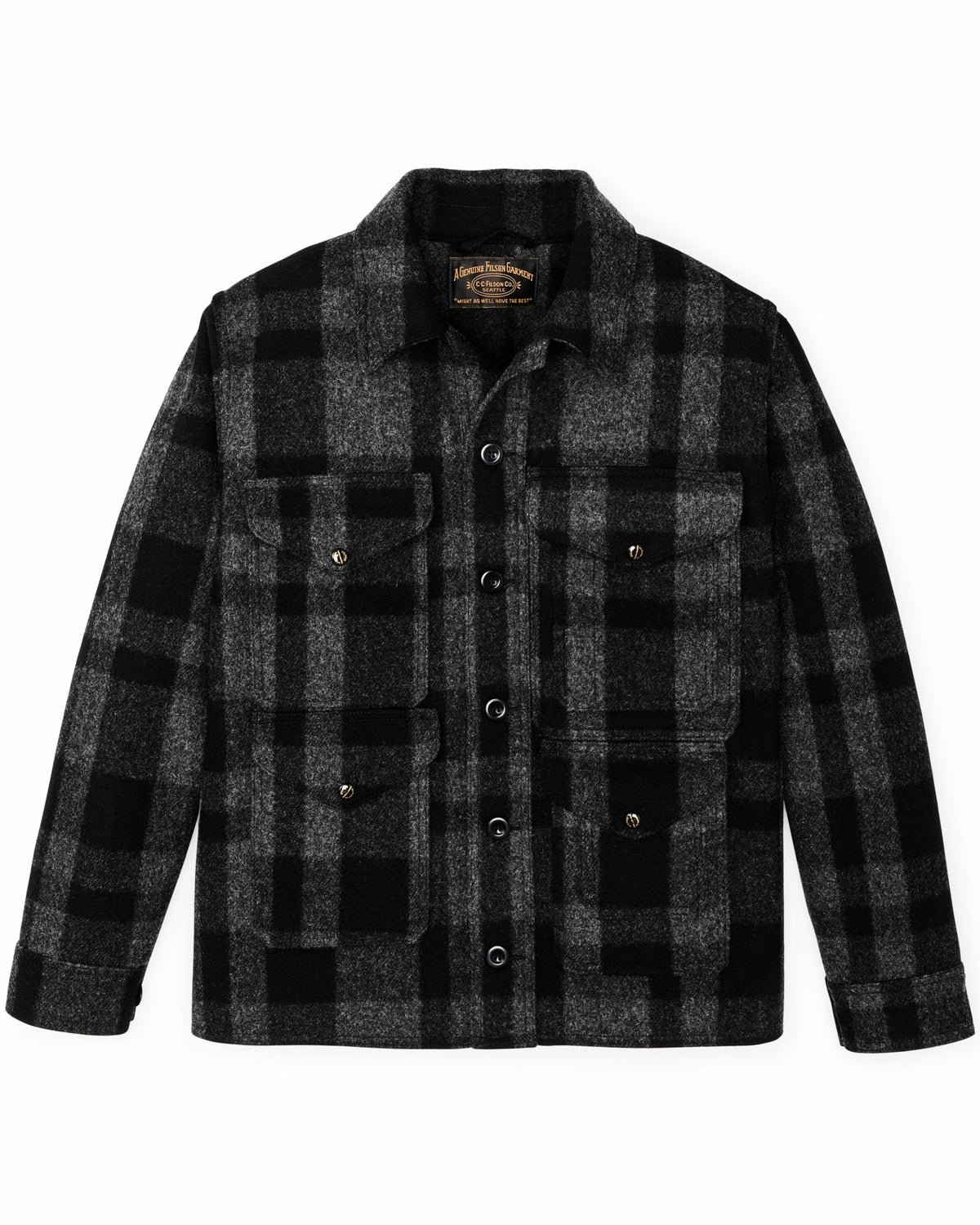 Filson Classic / 1940s Mackinaw Wool Cruiser Jacket - Charcoal / Black Heritage Plaid