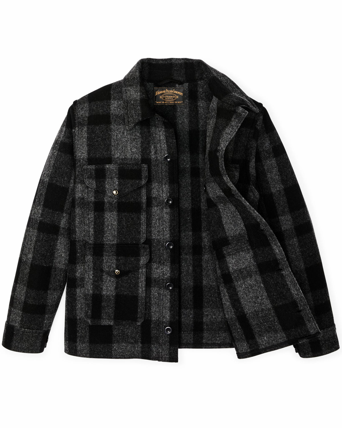 Filson Classic / 1940s Mackinaw Wool Cruiser Jacket - Charcoal / Black Heritage Plaid