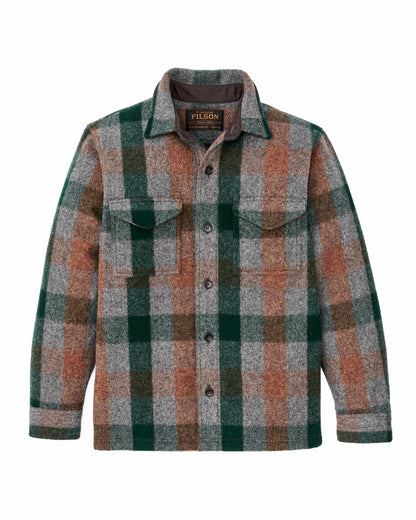 Filson Essential / Mackinaw Wool Jac-shirt - Green / Orange / Gray Plaid