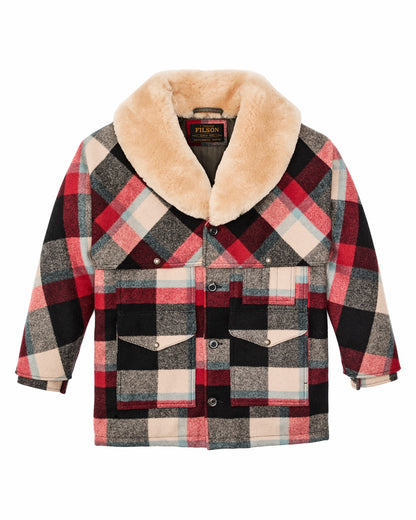 Filson Discount / Lined Mackinaw Wool Packer Coat - Red / Cream / Blue Plaid