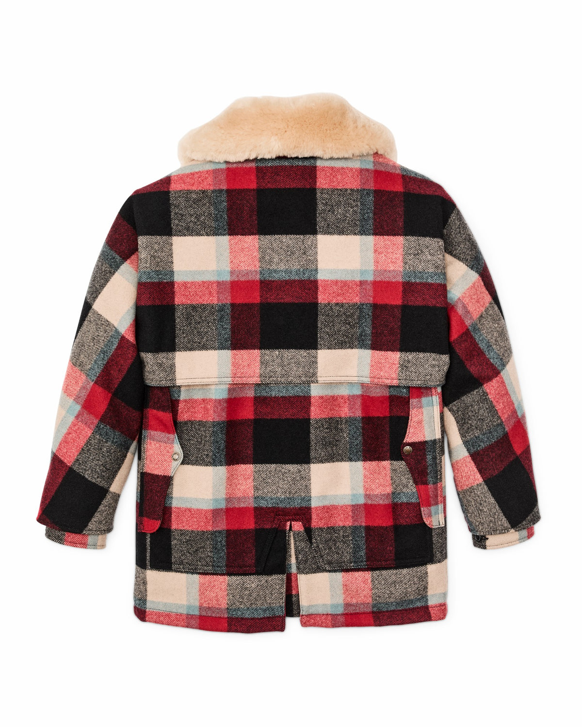 Filson Discount / Lined Mackinaw Wool Packer Coat - Red / Cream / Blue Plaid