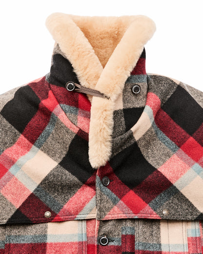 Filson Discount / Lined Mackinaw Wool Packer Coat - Red / Cream / Blue Plaid