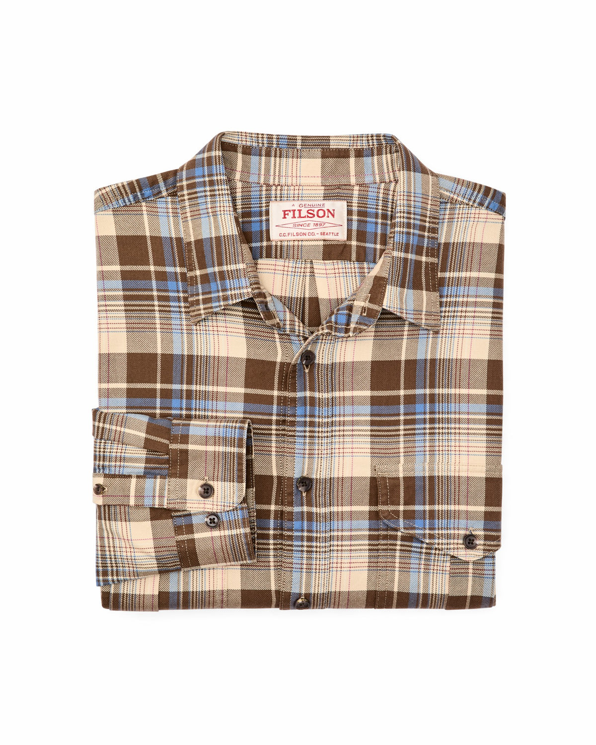 Filson Customer Favorite / Lightweight Alaskan Guide Shirt - Cream / Blue / Multi Plaid