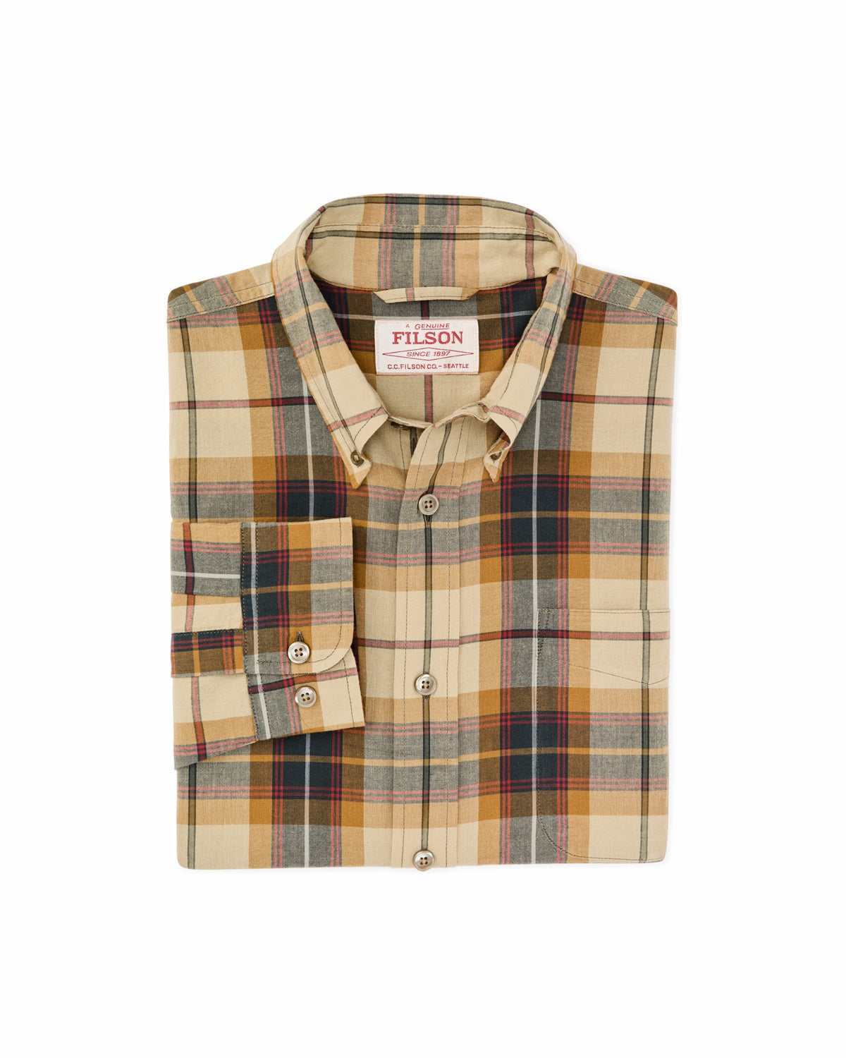 Filson Smart Buy / Madras Button-Down Shirt - Tan / Spruce Multicolor