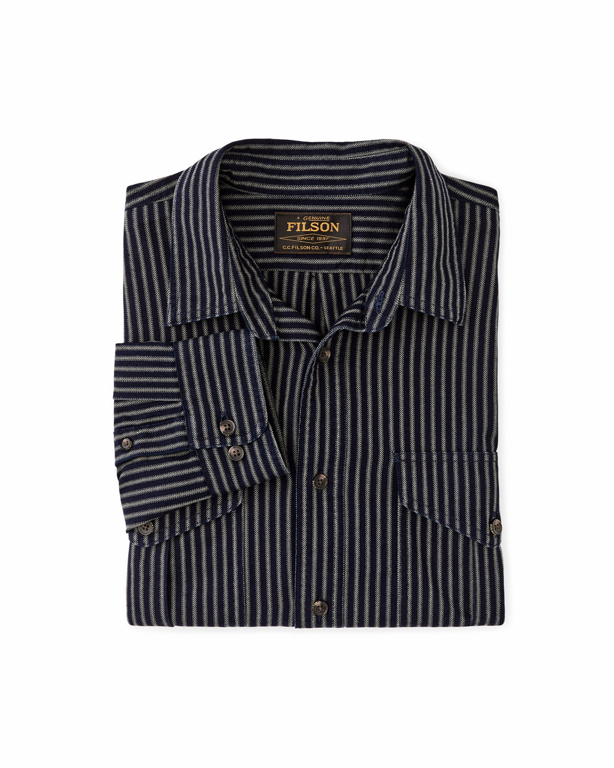 Filson Latest / Lightweight Alaskan Guide Shirt - Indigo / Ticking Stripe