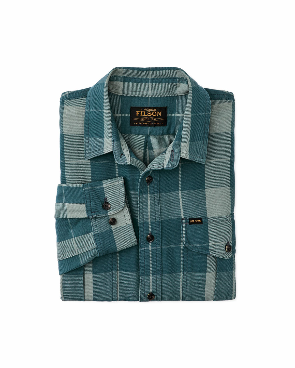 Filson Customer Favorite / Vintage Wash Alaskan Guide Shirt - Jasper / Dark Teal Plaid