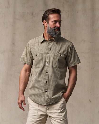 Filson Premium / Short Sleeve Chambray Shirt - Coffee / Natural Plaid