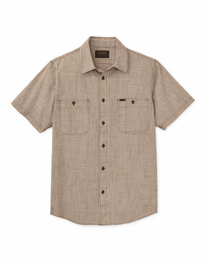 Filson Premium / Short Sleeve Chambray Shirt - Coffee / Natural Plaid