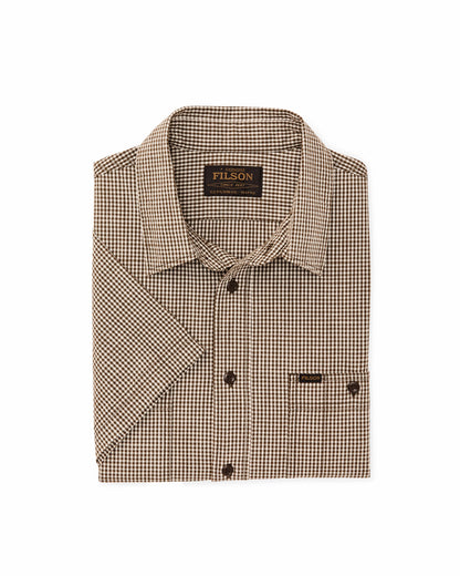 Filson Premium / Short Sleeve Chambray Shirt - Coffee / Natural Plaid