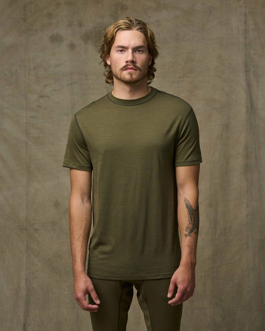 Filson Best Price / 210g Merino Wool Short Sleeve Crewneck - Dark Olive