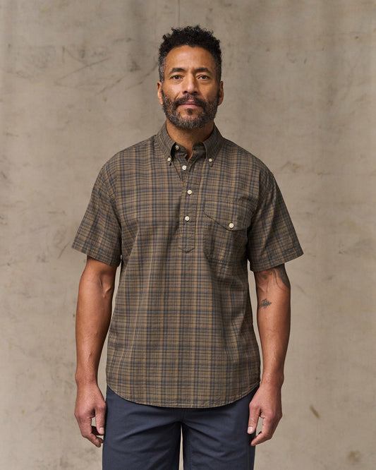 Filson Hot Sale / Short Sleeve Madras Popover Shirt - Brown / Olive Plaid