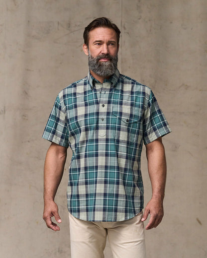 Filson Classic / Short Sleeve Madras Popover Shirt - Gray / Teal Multicolor