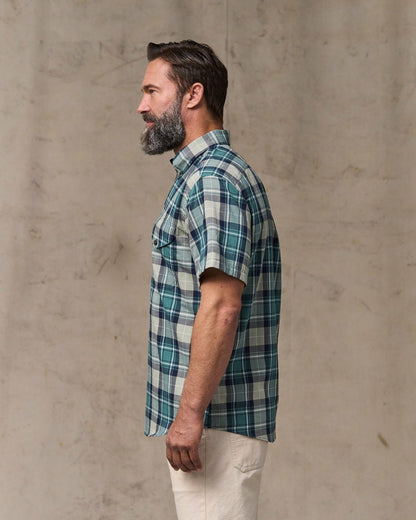 Filson Classic / Short Sleeve Madras Popover Shirt - Gray / Teal Multicolor