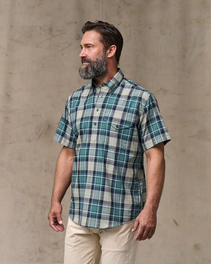 Filson Classic / Short Sleeve Madras Popover Shirt - Gray / Teal Multicolor