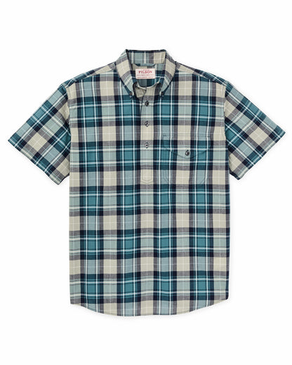 Filson Classic / Short Sleeve Madras Popover Shirt - Gray / Teal Multicolor