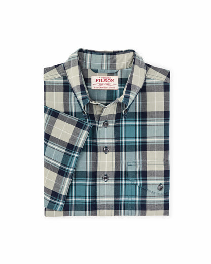 Filson Classic / Short Sleeve Madras Popover Shirt - Gray / Teal Multicolor