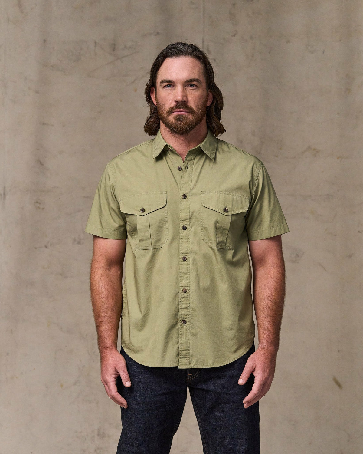 Filson Latest / Filson's Washed Short Sleeve Feather Cloth Shirt - Lakebed