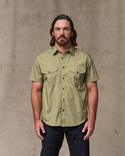 Filson Latest / Filson's Washed Short Sleeve Feather Cloth Shirt - Lakebed