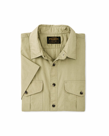 Filson Latest / Filson's Washed Short Sleeve Feather Cloth Shirt - Lakebed