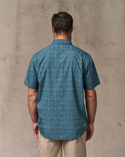 Filson Smart Buy / Filson's Washed Short Sleeve Feather Cloth Shirt - Blue / Print