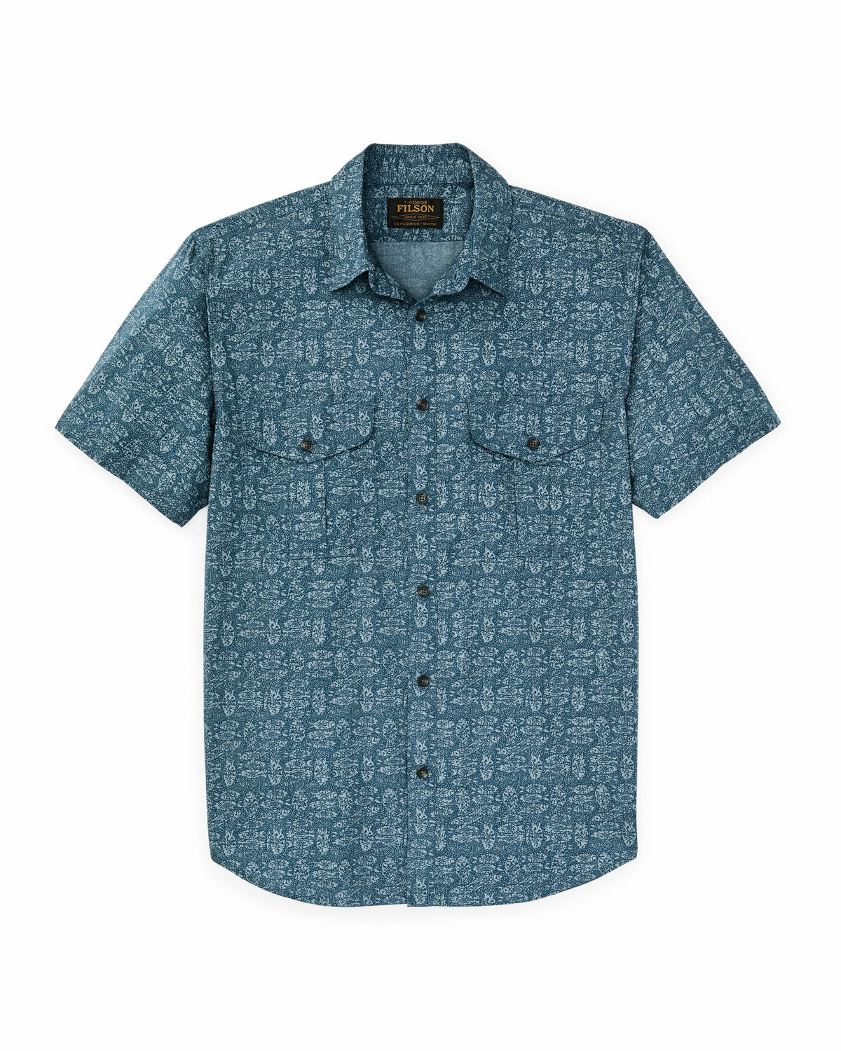 Filson Smart Buy / Filson's Washed Short Sleeve Feather Cloth Shirt - Blue / Print
