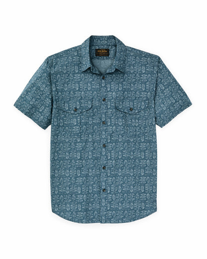 Filson Smart Buy / Filson's Washed Short Sleeve Feather Cloth Shirt - Blue / Print