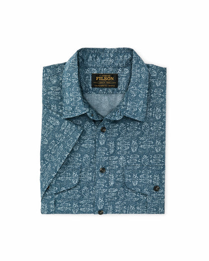 Filson Smart Buy / Filson's Washed Short Sleeve Feather Cloth Shirt - Blue / Print