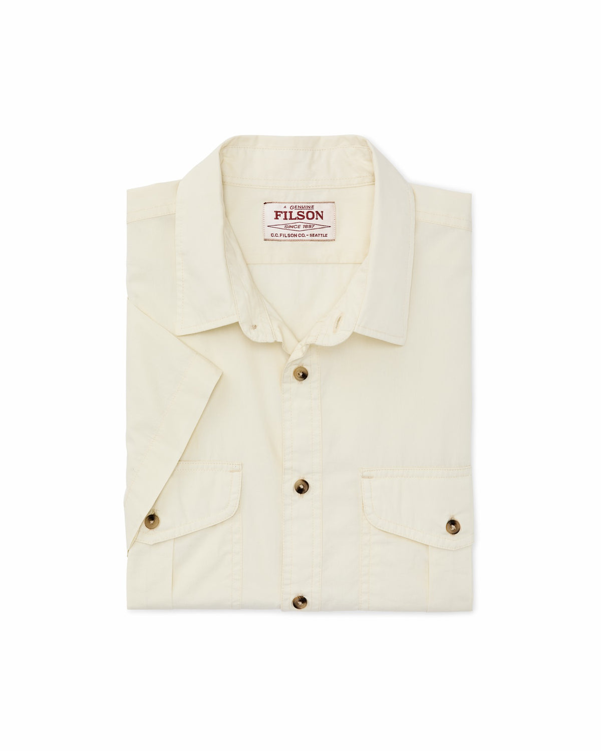 Filson Exclusive / Filson's Washed Short Sleeve Feather Cloth Shirt - Ivory