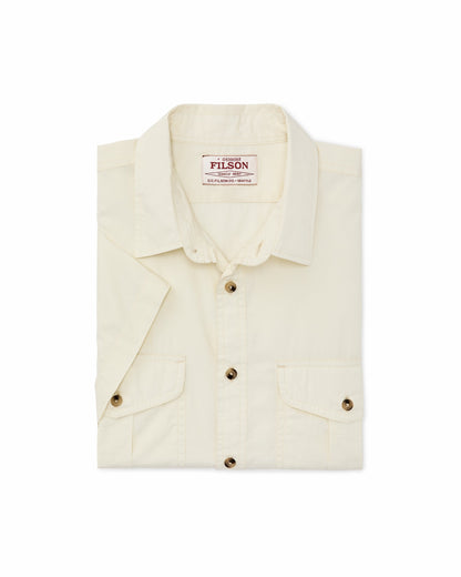 Filson Exclusive / Filson's Washed Short Sleeve Feather Cloth Shirt - Ivory