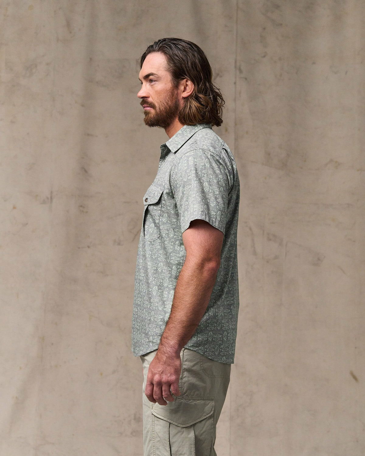Filson Recommended / Filson's Washed Short Sleeve Feather Cloth Shirt - Khaki / Print
