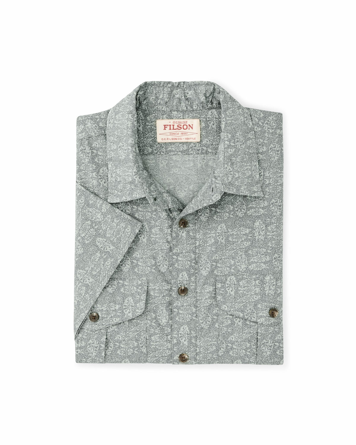 Filson Recommended / Filson's Washed Short Sleeve Feather Cloth Shirt - Khaki / Print