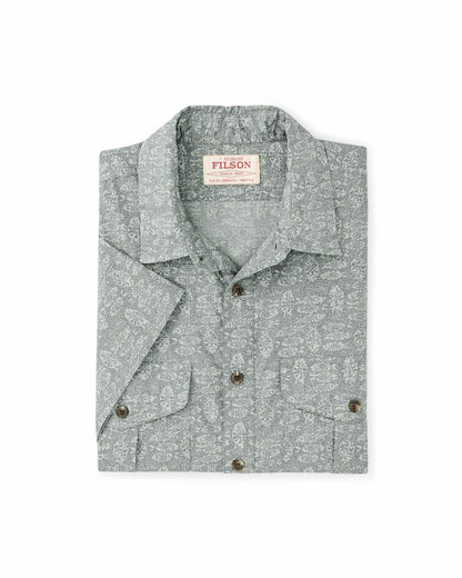Filson Recommended / Filson's Washed Short Sleeve Feather Cloth Shirt - Khaki / Print