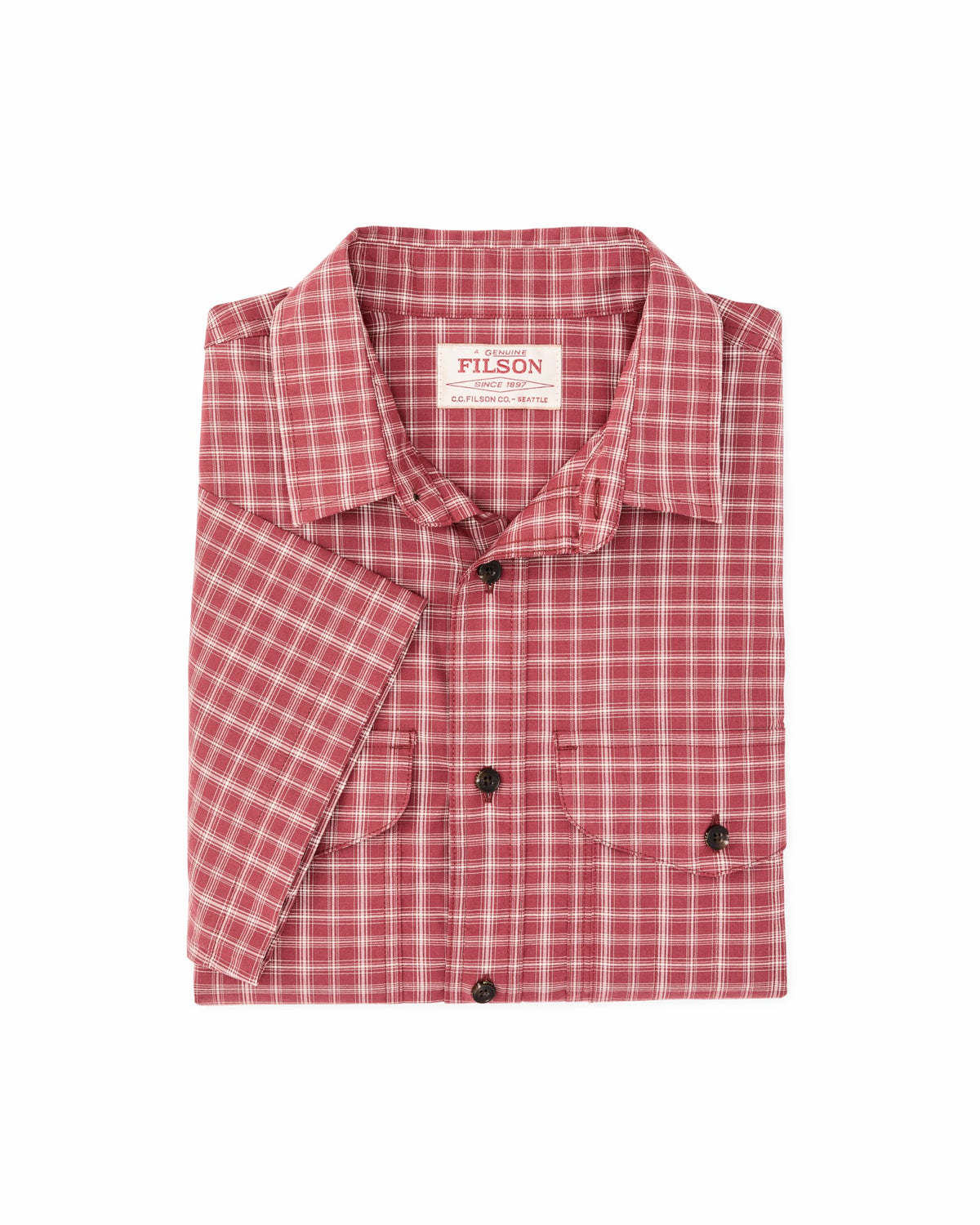 Filson Value / Twin Lakes Short Sleeve Sport Shirt - Brick / Cream Plaid