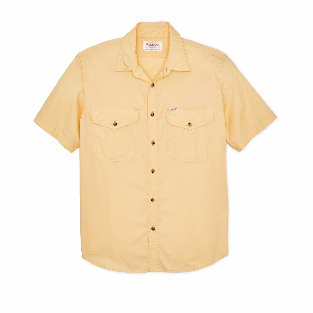 Filson Discount / Filson's Washed Short Sleeve Feather Cloth Shirt - Straw