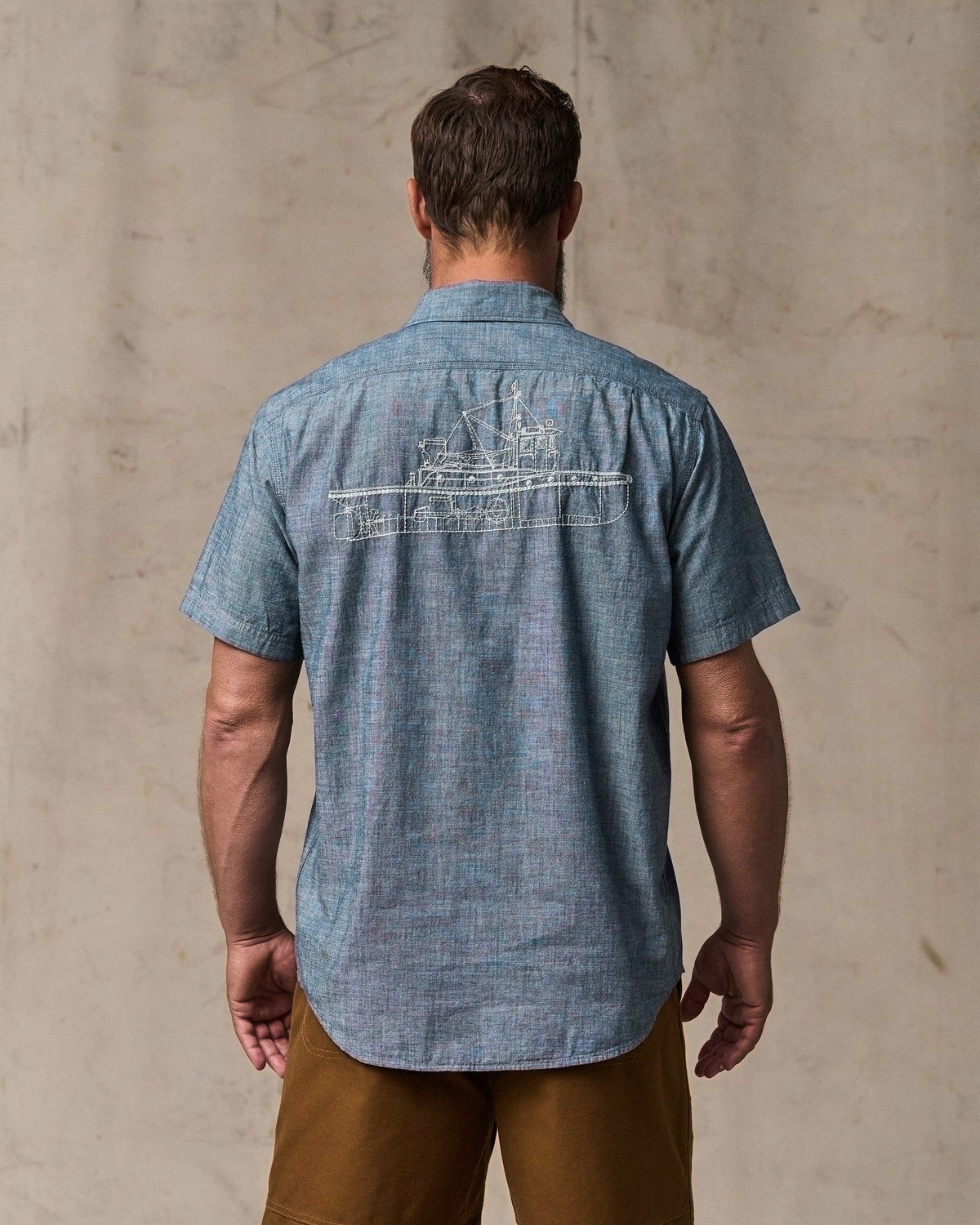 Filson Best Price / Short-sleeve Embroidered Chambray Shirt - Rinsed Indigo