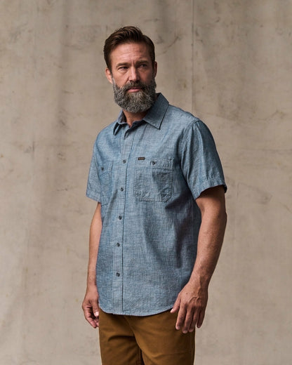 Filson Best Price / Short-sleeve Embroidered Chambray Shirt - Rinsed Indigo