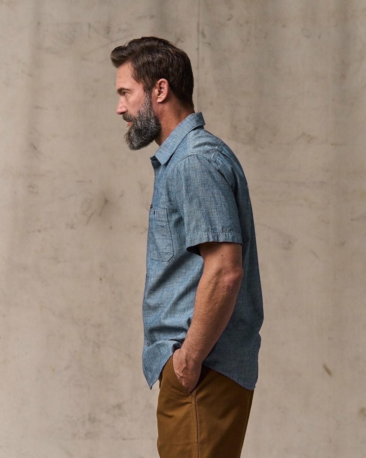 Filson Best Price / Short-sleeve Embroidered Chambray Shirt - Rinsed Indigo