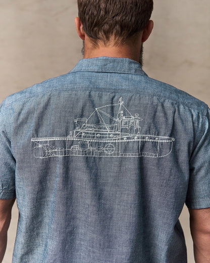 Filson Best Price / Short-sleeve Embroidered Chambray Shirt - Rinsed Indigo