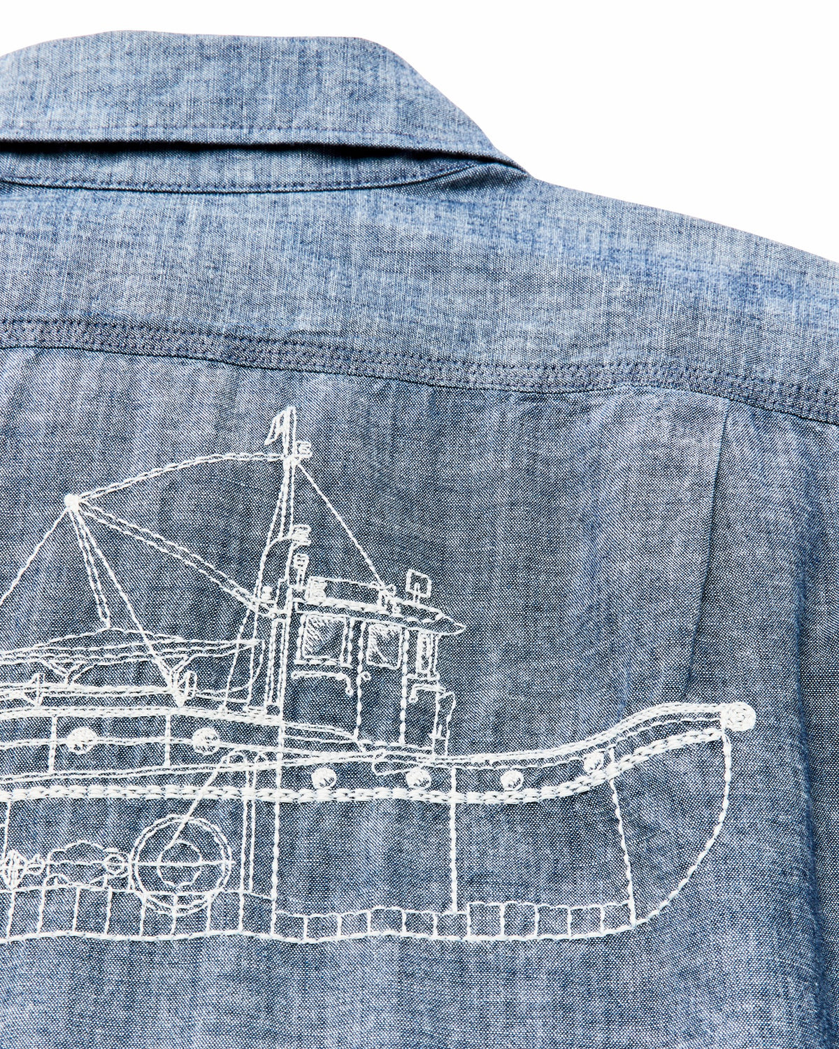 Filson Best Price / Short-sleeve Embroidered Chambray Shirt - Rinsed Indigo
